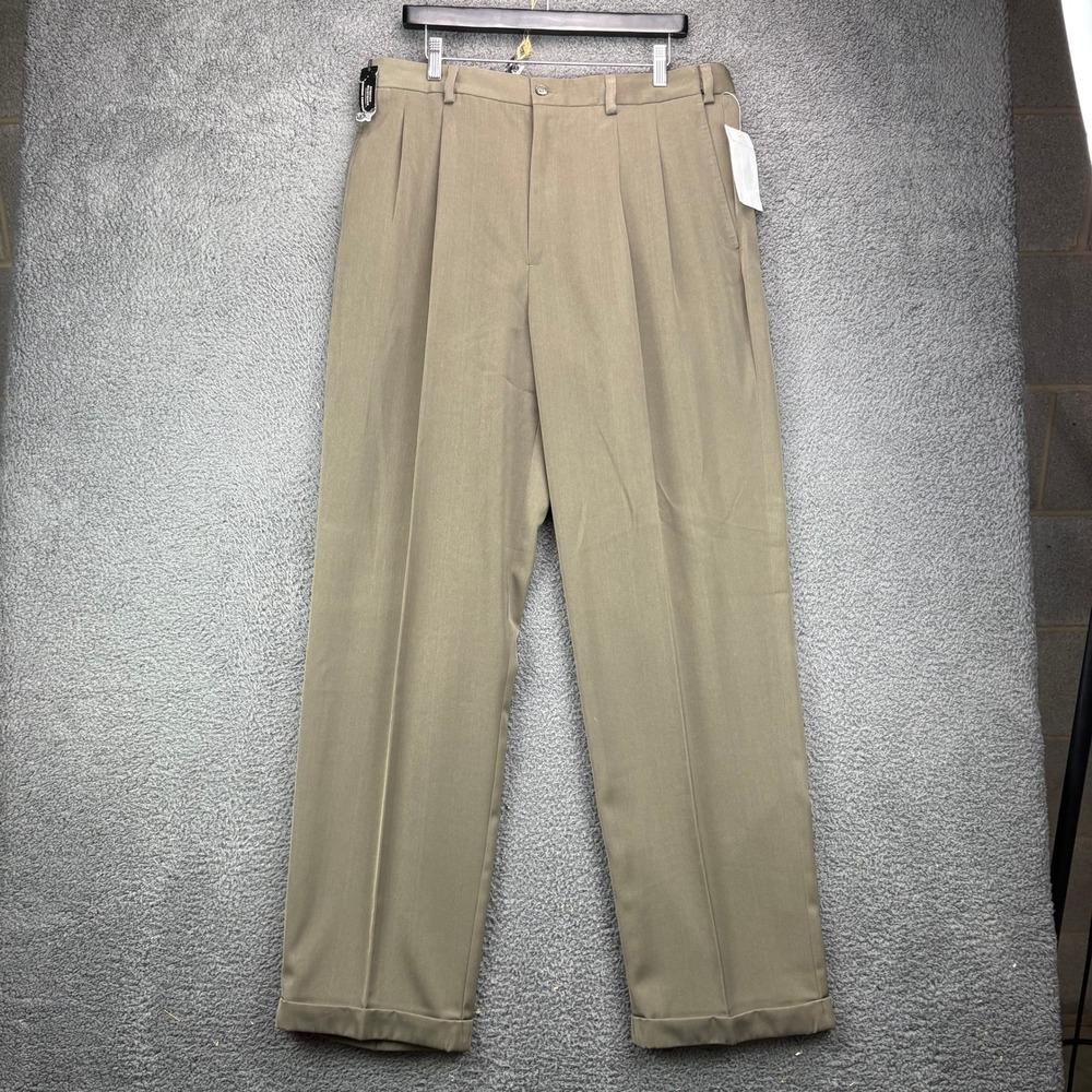 Crazy Horse Liz Claiborne Mens Dress Pants‎ 36x34 Tarragon Green Flat Front New